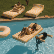 Yellow Cabana Striped Flat Fabric Lounger Pool Float